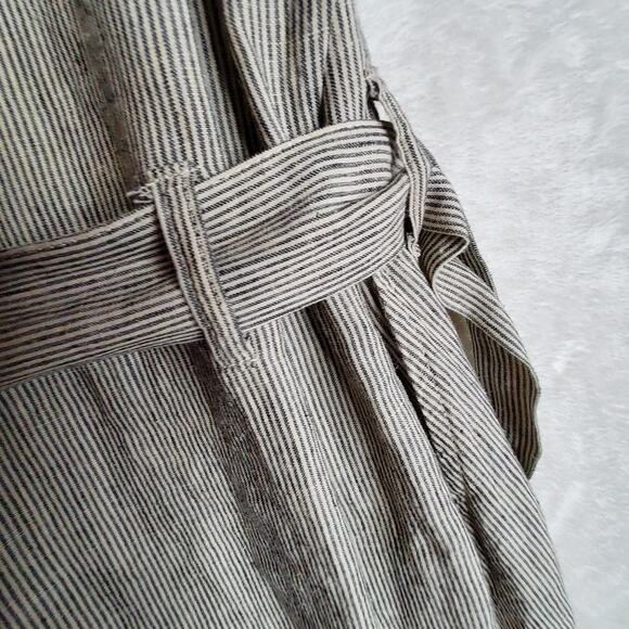 Z Supply XL Linen Striped Jumpsuit Ellora w belt Oatmeal beige Widelegs Stylish - Picture 16 of 16